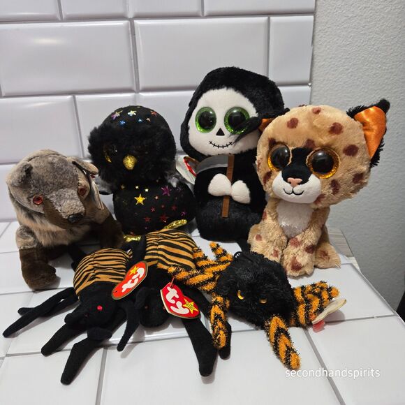 Halloween Ty Beanie Boos Spiders, Howl, Grim, Buckwheat, Hyde - Picture 8 of 8